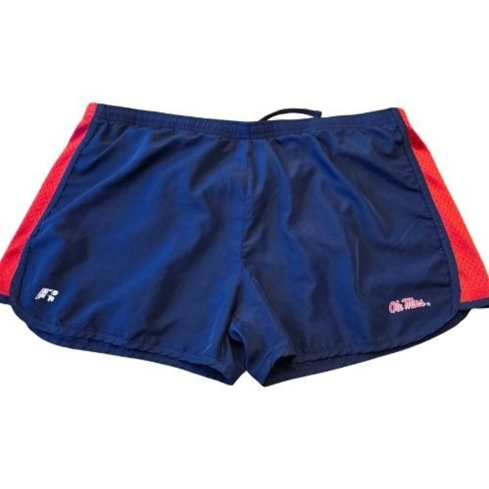 Russell Athletic Ole Miss Rebels Navy Blue Red Running Shorts Womens 2XL 18W/20W